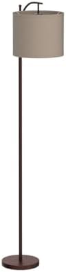 Floor Lamp for Living Room, LED Standing Lamp Tall Industrial Floor Lamp Reading for Bedroom, Office (9W LED Bulb, Wood Grain Lampshade Included) - Oil-Rubbed Bronze