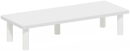 Furinno TURN-N-TUBE Monitor Stand Riser, 23.6" Wide Rectangle Monitor Riser, Laptop Stand for Desk, Office Desktop Accessories Organizers, Toolless Assembly, For Study Room, Dorm, White