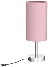 Yarra-Decor Bedside Lamp with USB Port - Touch Control Table Lamp for Bedroom 3 Way Dimmable Nightstand Lamp with Round Pink Fabric Shade for Living Room, Dorm, Home Office (LED Bulb Included)