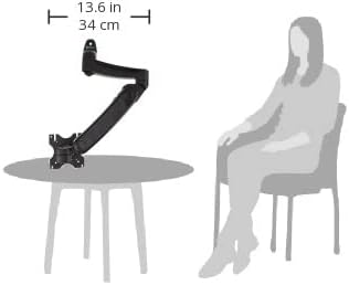 StarTech Wall Mount Monitor Arm 12in to 34in up to 19.8lb/9kg, VESA, Black