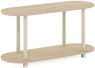 Furinno Turn-N-Tube No Tools Modern Oval Side Table, Bauhaus Oak/Beige