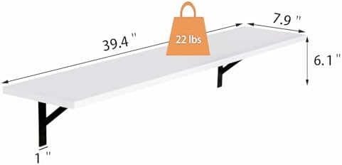 DINZI LVJ Long Wall Shelves, 39.4 Inch Wall Mounted Shelves with Brackets