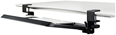 Kantek Clamp On Under Desk Ergonomic Computer Keyboard Tray Holder, Adjustable Tray Slides Out with Tilt Control, Easy Mounting, 20" x 12.25", Black