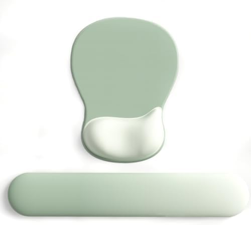 ErgoComfort Gel Wrist Rest Mouse Pad-Ergonomic Office Mousepad with Wrist Support-Non-Slip, Design Desk Accessories Mat for Home&Game Decor (09Minty Set)
