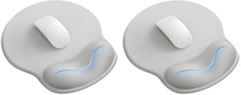 Mouse Pad with Wrist Rest, Ergonomic Mouse Pads for Desk, Office Non-Slip Mousepad with Gel Wrist Support(Light Gray, 10.6''L x 9''W) (Pack of 2)