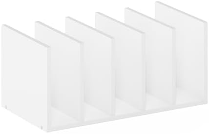Furinno HERMITE Desk File Folder Organizers, 5-Space Vertical Desktop Office Organization Racks, Desk Top Display Book Shelf, for Paper, Office Supplies, Magazine, White