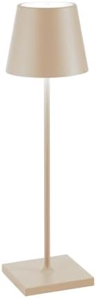 Zafferano, Poldina Pro Lamp, Rechargeable Cordless Table Lamp with Touch Controls, Suitable for Indoor and Outdoor, Dimmer, 2200-3000 K, Height 14.9 Inches, Sand Color