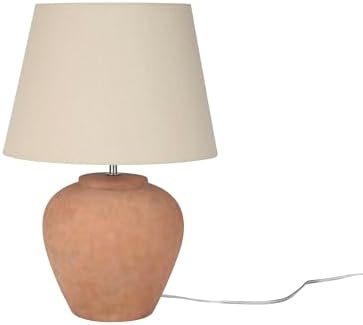 Nourison Home 20" Rustic Terracotta Ceramic Table Lamp with Fabric Shade, Bedside Nightstand Lamp for Bedroom, Living Room, Entryway