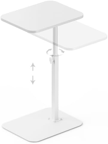 Side Table Sofa Tray for Couch Heavy Metal Base Swivel/Adjustable Height