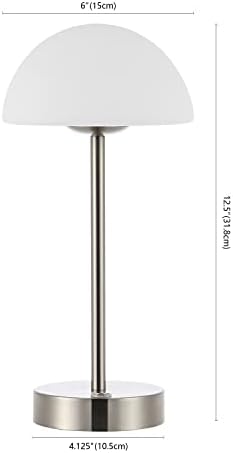 JONATHAN Y Xavier 12.5" Metal Cordless LED Table Lamp, Nickel