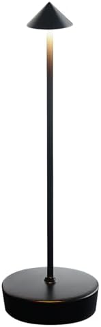 Black Cordless Rechargeable Table Lamp 7200mAh Portable Touch Control LED Waterproof Table Lamp for Bedroom Reading