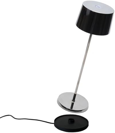 Zafferano, Olivia Pro, Rechargeable Cordless Table Lamp, Black Chrome