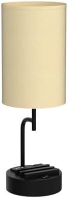 Dreamholder Table Lamp with 3 USB Charging Ports, Modern Desk Lamp with AC Outlet and Phone Stands, Perfect Bedside Lamp for Bedroom, Living Room, Office (Pack of 2), Cream