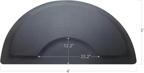 Salon Mat 3′x4′ Barber Shop Chair Mat Anti-Fatigue Salon Floor Mat - Black Semi Circle Salon mats for Hair Stylist - 1/2" Thick Comfort Salon Standing Mat