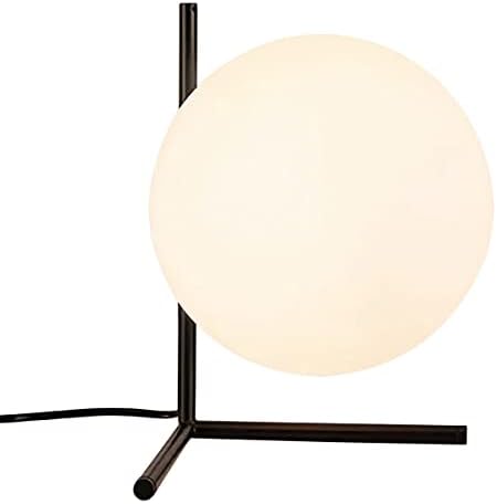 BOKT Matte Black Globe Table Lamp Plug-in Bedside Lamp 7.9" Glass Desk Lamp