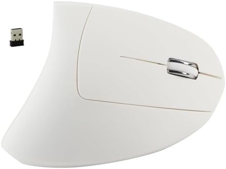 Goshyda 2.4GHz Ergonomic Vertical Computer Mouse, High Control, and Feeling, Long Time Use with 800 1200 1600 DPI, 10m Distance (White)