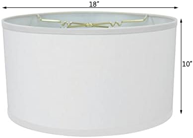 18x18x10 White Linen Shallow Drum Premiere Lampshade with Brass Spider fitter By Home Concept - Perfect for table and Floor lamps - Extra Large, White