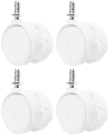 4Pcs White Furniture Casters Wheels with Brake, Universal Chair Wheels Swivel Office Caster Replacement Parts for Computer Chairs Rolling Furniture Quiet Movement