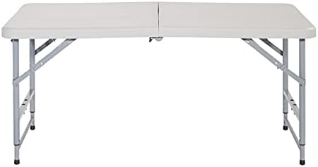 Office Star Resin Multipurpose Rectangle Table, 4-Feet Long, Height Adjustable, Center Folding Table, Light Gray