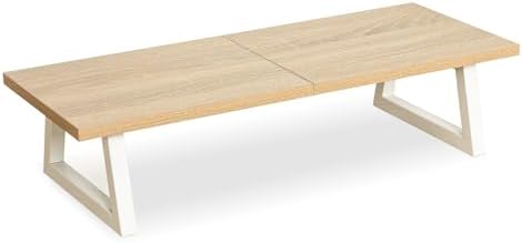 TEAMIX 24 inch Monitor Riser for Desk, Wood & Steel Computer/TV Stand Maple