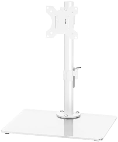 MOUNT PRO Single Monitor Stand Fits Max 32 inch Screen, Free-Standing Computer Desk Stand, Display Mount with Height Adjustable, Swivel, Tilt, Rotation, VESA Monitor Stand 100x100, White