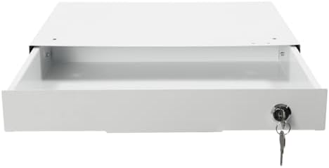 14'' Under Desk Mounted Sliding Pull-out Drawer, Drawer Storage Organizer Pull-out Drawer with Lock Space-Saving, for Office Desk, Pull Handle, Storage Organizer for Sit Stand Workstation, White