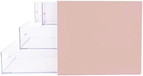 Desk Organizer with Drawer, Office Organizer with 4 Drawers, Desk Storage Box for, Desktop, Dressing table, Office, School, Home, Plastic Box and 4 Acrylic Drawers(Pink)