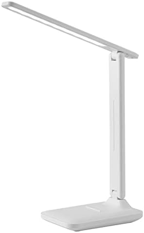 Faux Leather LED Desk Lamp, Touch Dimming with Phone Holder, 180 Degree