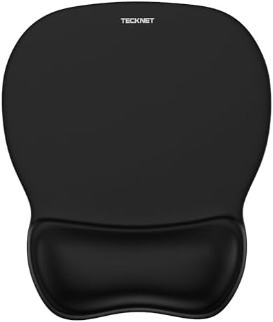 TECKNET Gel Ergonomic Mouse Pad with Wrist Rest, Non-Slip PU Base, Black