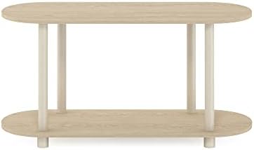 Furinno Turn-N-Tube No Tools Modern Oval Side Table, Bauhaus Oak/Beige