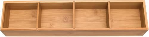 Lipper International Bamboo Drawer Organizer with 3 Removable Dividers, Brown (Pack of 6)
