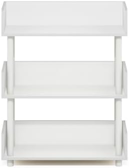 Furinno Turn-N-Tube 3-Tier Display Shelf, Storage Shelves, Book Shelf, Open Shelves with Rounded Corner Top Edges, for Organization and Storage, Living Room, Home Office, White
