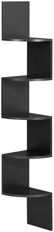 VASAGLE Corner Shelf Wall Mount, 5-Tier Floating Corner Bookshelf