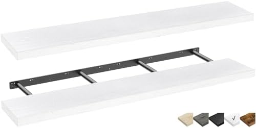 QEEIG Extra Long Floating Shelves for Wall (White, Set of 2, 55.1")