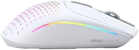 GLORIOUS Gaming Model I 2 Wireless Gaming Mouse - Hybrid 2.4Ghz & Bluetooth, 75g Superlight, 9 Buttons (2 Swappable), RGB, PTFE Feet, MMO/MOBA/FPS, Long Battery Life, Side Thumb Rest - White