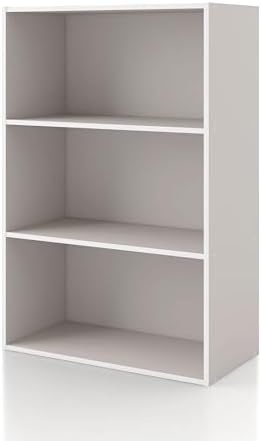 Homes: Inside + Out Apexa 3-Tier Cube Storage Organizer Shelves, Stackable Wood Bookcase Fits Cubby Bins for Organization, Dorm Teen Room Decor & Home Office, Taupe Grey