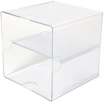 Deflecto Stackable Divided Cube Organizer, Desk and Craft Organizer, Clear, Removable Divider, 6"W x 6"H x 6"D (350701),Small