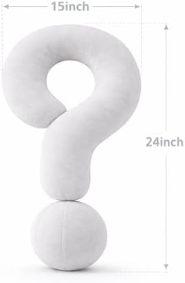 EVOLIVE Question Mark Neck Pillow 15"x24", Velvet Support (Light Grey)