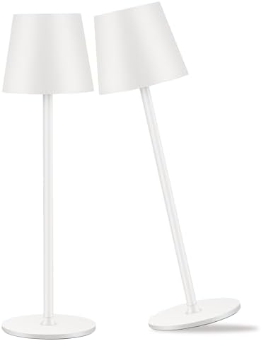 IMQSQIK 2 Pack Cordless Table Lamp, 5000mAh Portable Rechargeable LED Desk Lamp, 3 Color Modes Stepless Dimming Table Light with Memory Function, for Dinner, Patio, Home, Restaurant.