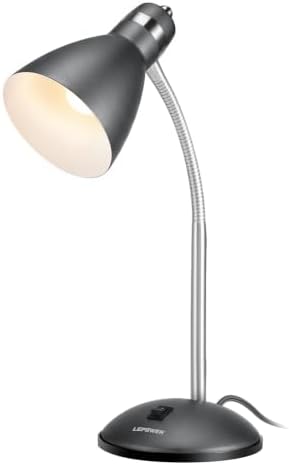 LEPOWER Metal Desk Lamp, Adjustable GooseNeck Reading Light for Bedroom