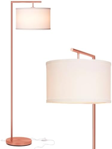 Brightech Montage Modern Floor Lamp, LED Floor Lamp for Living Rooms & Offices - Tall Standing Lamp for Bedroom Reading - Corner Pole Lamp for Contemporary Home Decor - Rose Gold