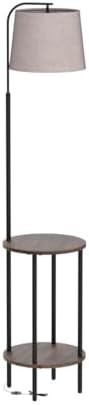 DEWENWILS Floor Lamp with Table, Wooden Nightstand, Farmhouse