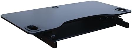 Rocelco 45" Height Adjustable Standing Desk Converter - Slide Out Retractable Keyboard Tray - Sit Stand Up Triple Monitor Riser - Dual Piston Lift Tabletop Computer Workstation - Black (R ADRB-45)
