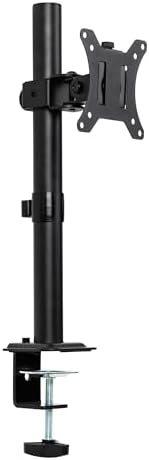 Mind Reader Single Monitor Desk Mount for 13"-32" Screens, VESA 75x75/100x100, 180° Rotation, ±90° Swivel, ±45° Tilt, 17.6 lb Load Capacity, Cable Management, Quick Release, Black