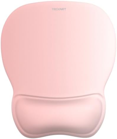 TECKNET Gel Ergonomic Mouse Pad with Wrist Rest, Non-Slip PU Base, Pink