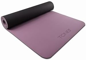 TONE Fitness 1/4" Yoga Mat, Non-Slip Exercise & Pilates Mat with Strap