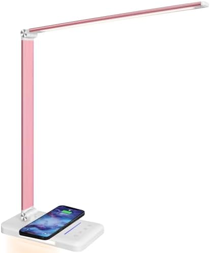 LED Desk Lamp with Wireless Charger, USB Charging Port, Night Light