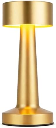 HPUFKOT Portable LED Table Lamp, 3-Levels Brightness Metal Desk Lamp,3 Color Touch Control RechargeableLamp, Ideal Bedside Lamp for Nightstand, Bedroom,Living Room (Light Golden)