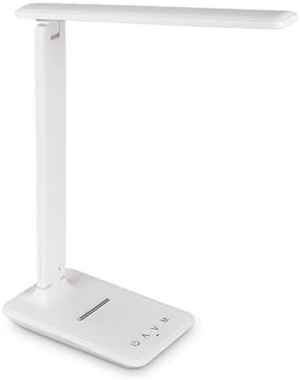 LED Desk Lamp, Foldable Eye Caring Table Lamp with Touch Control 5 Color Temperatures 5 Dimmable Levels USB Charging Port for Home Office Reading Study (White)
