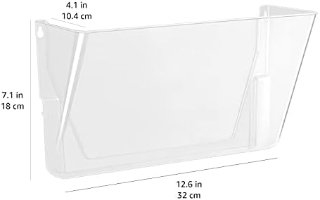 Amazon Basics Expandable Plastic Wall File Organizer, Hanging File Holder, Letter Size, 1-Pocket, Clear, Space Saving for Office Home